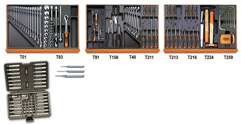 5904VU/4T - Assortment of 197 Tools for Universal Use in Abs Thermoformed Trays