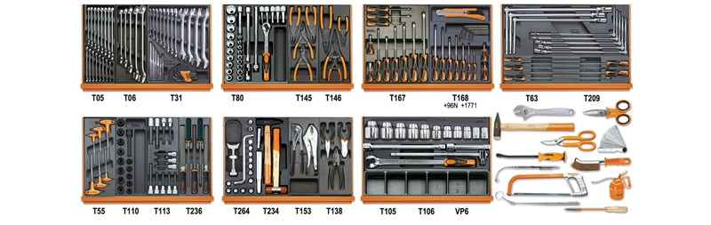 5908VG/2T - Assortment of 212 Tools for Car Repairs in Abs Thermoformed Trays