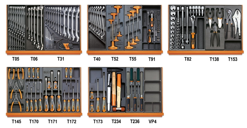 5908VU/2T - Assortment of 161 Tools for Universal Use in Abs Thermoformed Trays