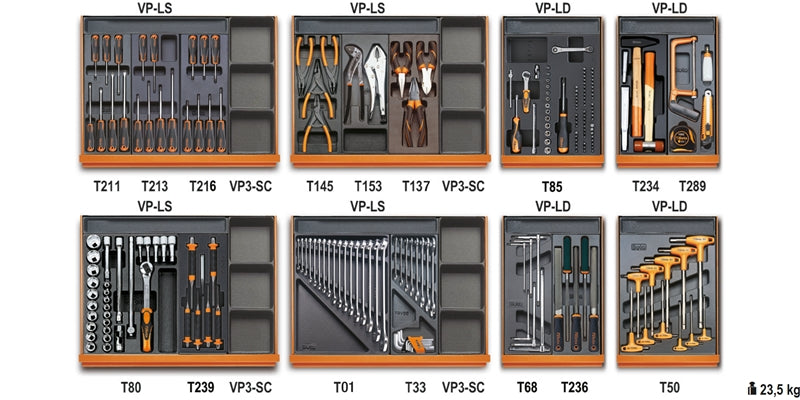 5938U/2T - Assortment of 210 Tools for Universal Use in Abs Thermoformed Trays