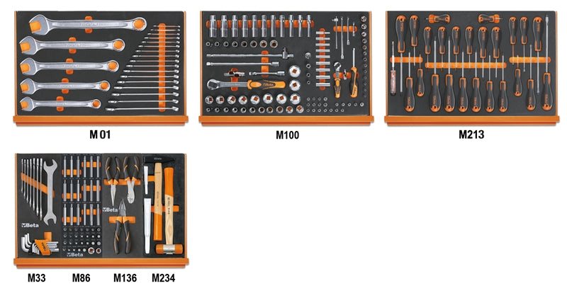 5988U/7M - Assortment of 215 Tools for Universal Use in Eva Foam Trays