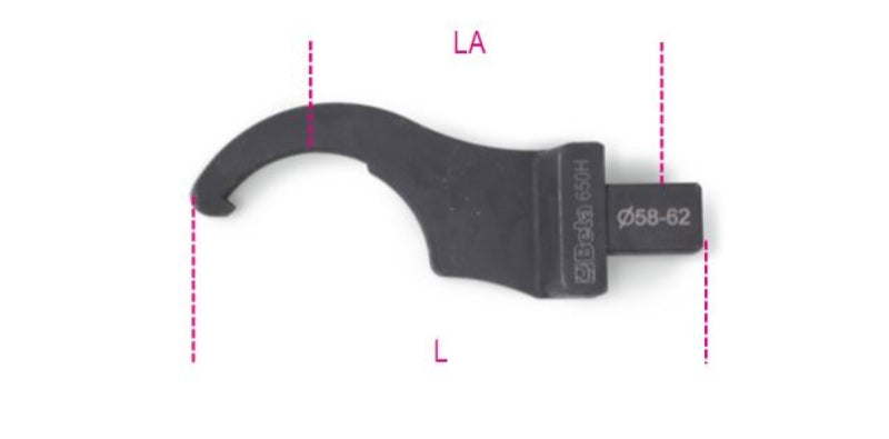 650H - Hook Wrenches for Torque Bars, Rectangular Drive