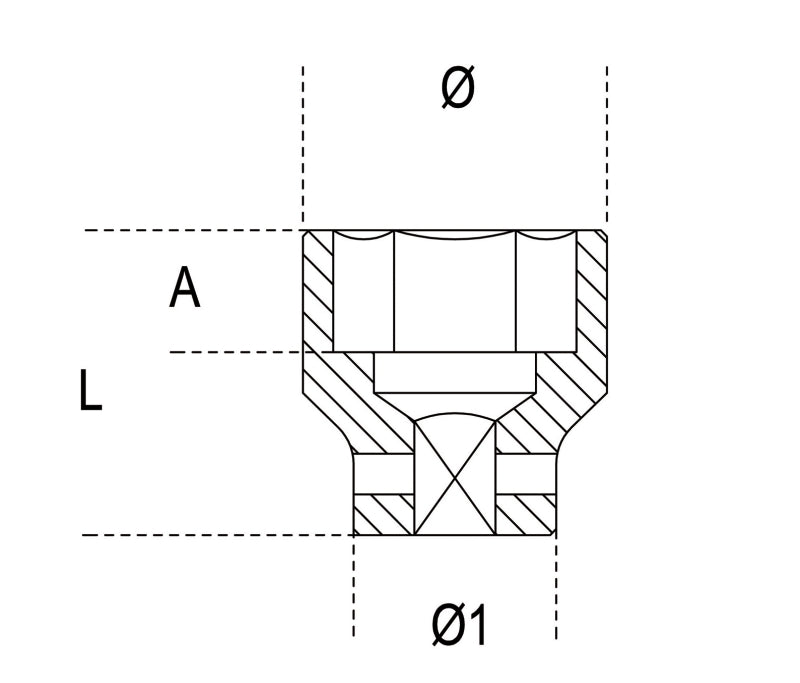 720S - Hexagon Impact Sockets, 1/2" Female Drive, Compact Series, Phosphatized