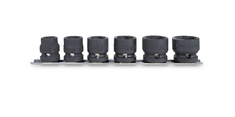 720S/SB6 - Set of 6 Hexagon Impact Sockets, 1/2" Female Drive, Compact Series, Phosphatized (Item 720S), in Support