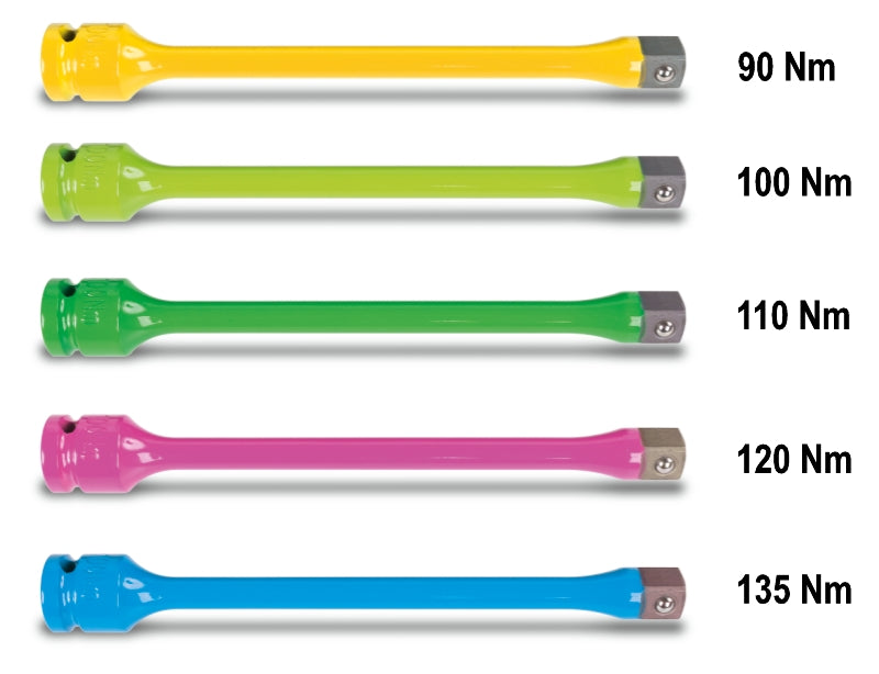 720TC - Impact Torsion Bars, Coloured, for Motor Vehicle Wheel Nuts, with 1/2" Male and Female Square Drives