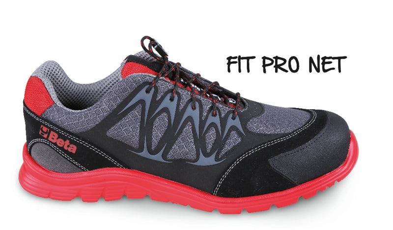 7340R - Mesh Fabric Shoe, Highly Breathable, with High-Frequency Pu Inserts and Protective Toe Cap Reinforcement Made of Crust Suede.