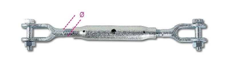 8009TZ-K - Jaw and Jaw Turnbuckles, Pipe Bodies, DIN 1478 Galvanized