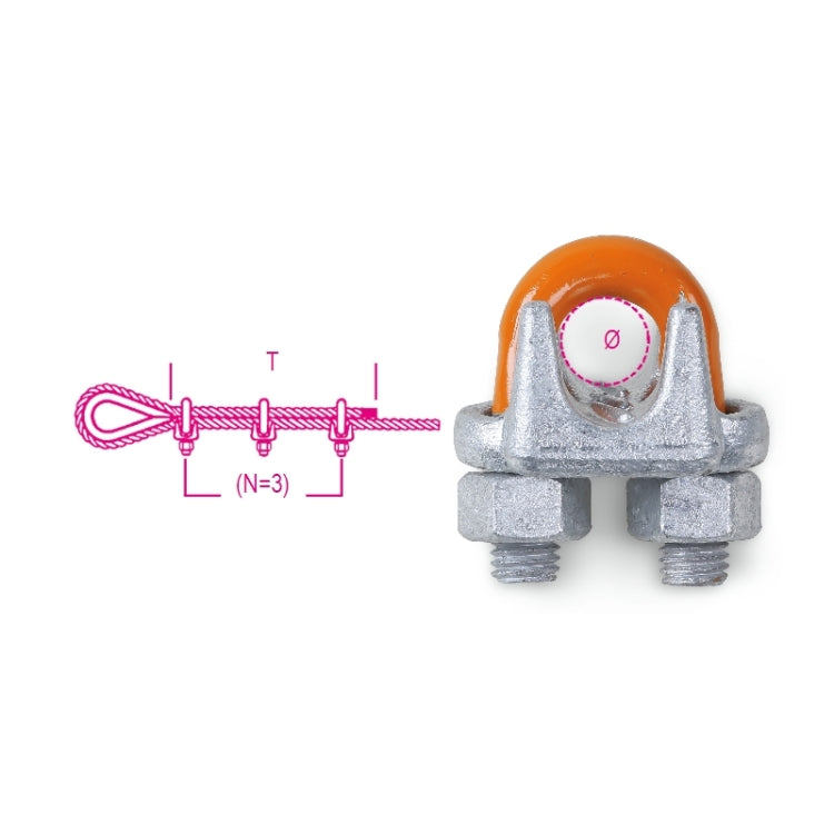 8015 - Wire rope clips, American type, steel body, hot-dip galvanized