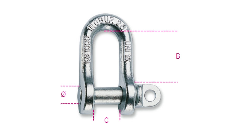 8026A-K - Lifting Dee Shackles, Hot Forged Carbon Steel, Uni 1947 Type A, Galvanized