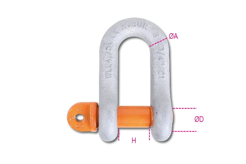 8026R-K - Straight Shackles with Screw Collar Pin, High-Tensile Alloy Steel, Grade 6, Hot-Dipped Galvanized Body