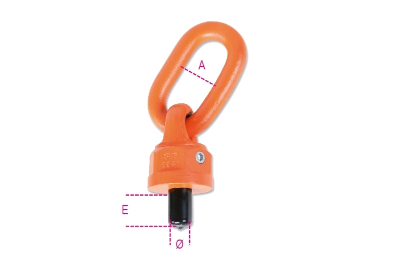 8049A - Lifting Eyebolts, Double Swivel Ring, Turnable Under Load, with Welded Ring, High-Tensile Alloy Steel