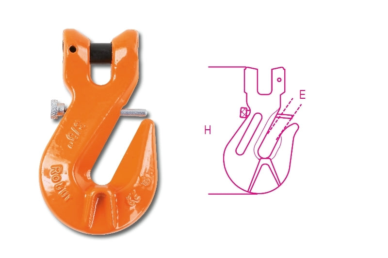 8061R - 8061F - Clevis Grab Hooks with Safety Latch, High-Tensile Alloy Steel