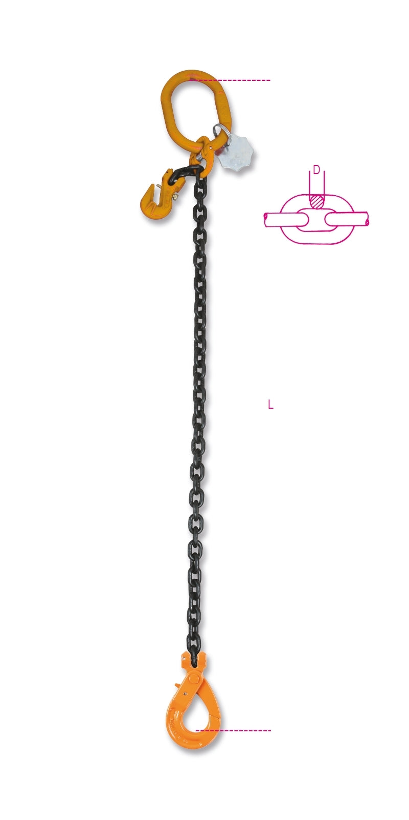 8096SL - Lifting Chain Slings, 1 Leg, with Self-Locking and Clevis Grab Hooks, Grade 8