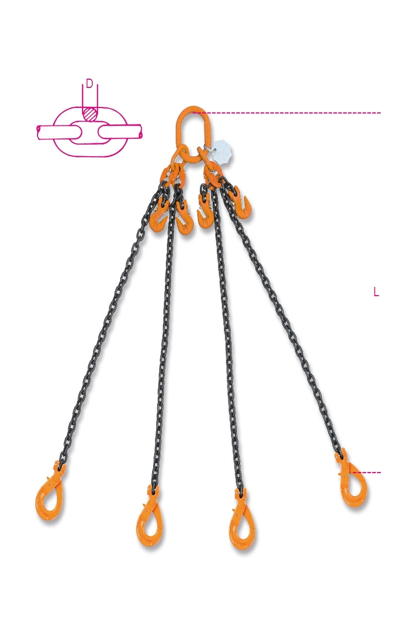 8098SL - Lifting Chain Slings, 4 Legs, with Self-Locking and Clevis Grab Hooks, Grade 8