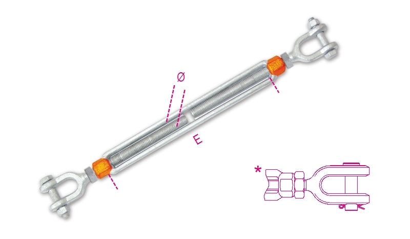 8109 - Jaw and jaw turnbuckles high tensile steel, hot dip galvanized