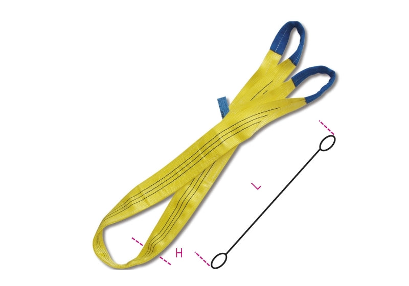8156 - Lifting web slings, yellow 3t two layers with reinforced eyes high-tenacity polyester (PES) belt
