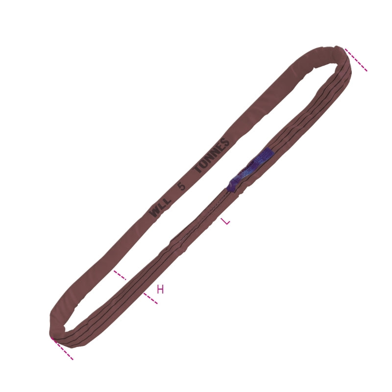 8179M - Lifting Round Slings, Brown 6T High-Tenacity Polyester (Pes) Belt