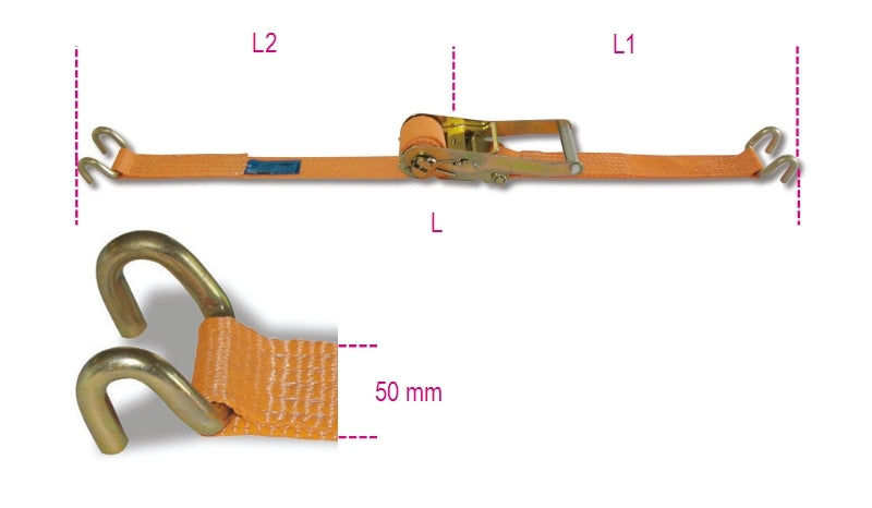 8182TS - Ratchet Tie Down with Single Hook, Lc 1500Kg, High-Tenacity Polyester (Pes) Belt