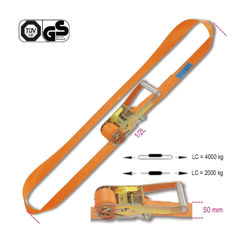 8187 - Ring ratchet tie down, LC 4000kg high-tenacity polyester (PES) belt