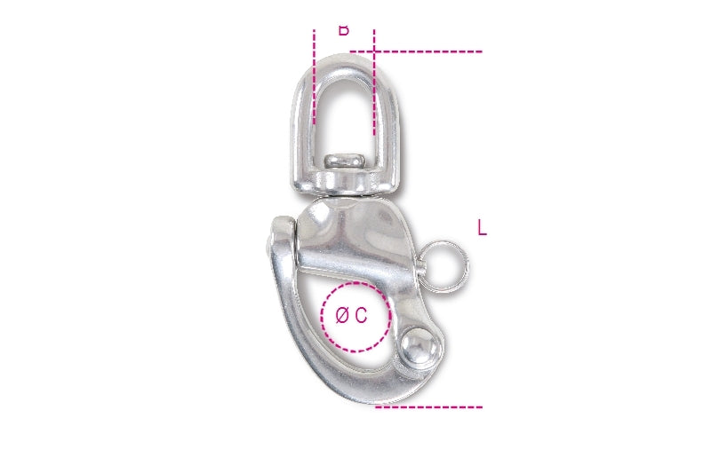 8273 - Quick-release hooks with swivel eyes AISI 316 stainless steel