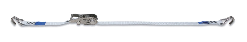 8293 - Ratchet tie downs AISI 304 high-tenacity polyester belt, LC 300 kg, with hooks