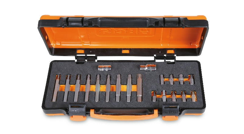 867/C20 - Assortment of 18 Bits for Ribe Screws, with 10mm Hexagon Drive, and 2 Accessories, in Soft Foam Tray and Metal Case