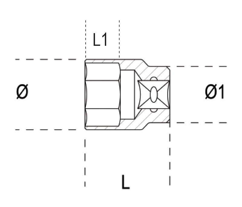 920INOX-A - Hexagon Hand Sockets, 1/2" Female Drive, Made of Stainless Steel