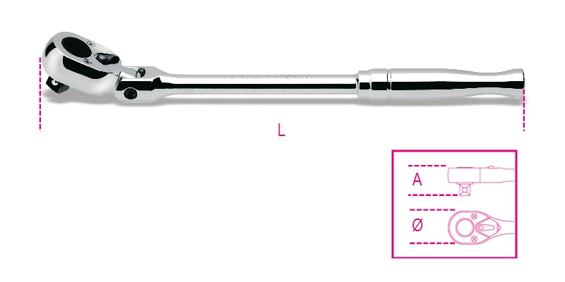 920M/56 - 1/2" Drive Reversible Swivel Ratchet with Metal Handle