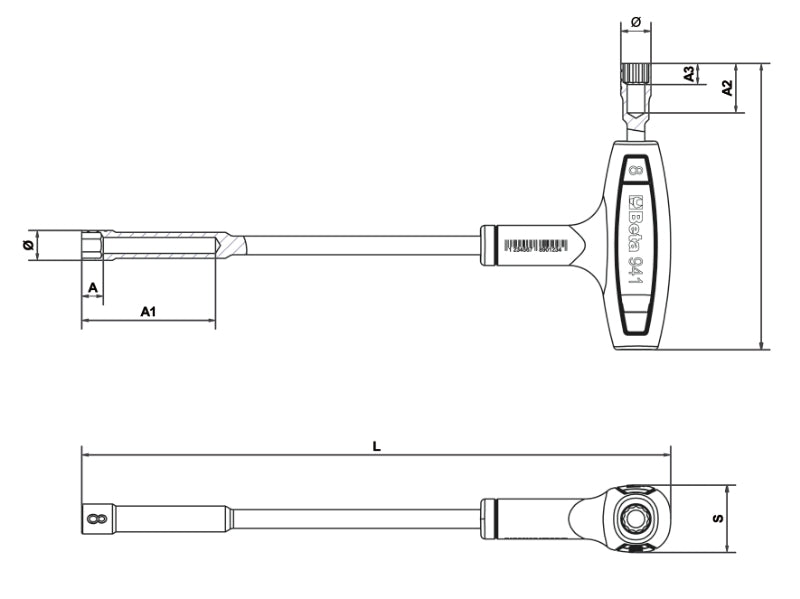 941/S7 - Set of 7 Hexagon / Bi-Hex Socket Wrenches, with High Torque Handles (Item 941)