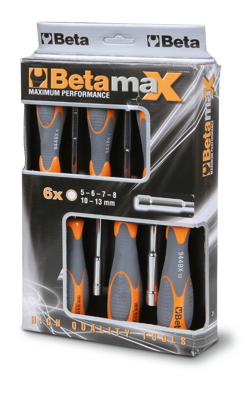944BX/D6 - Set of 6 Deep, Hi-Torque Hexagon Nut Spinners, Long Series (Item 944BX)