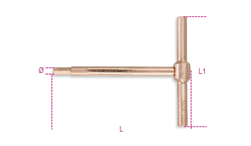 951BA - T-Handle Wrenches with Hexagon Male Ends, Sparkproof
