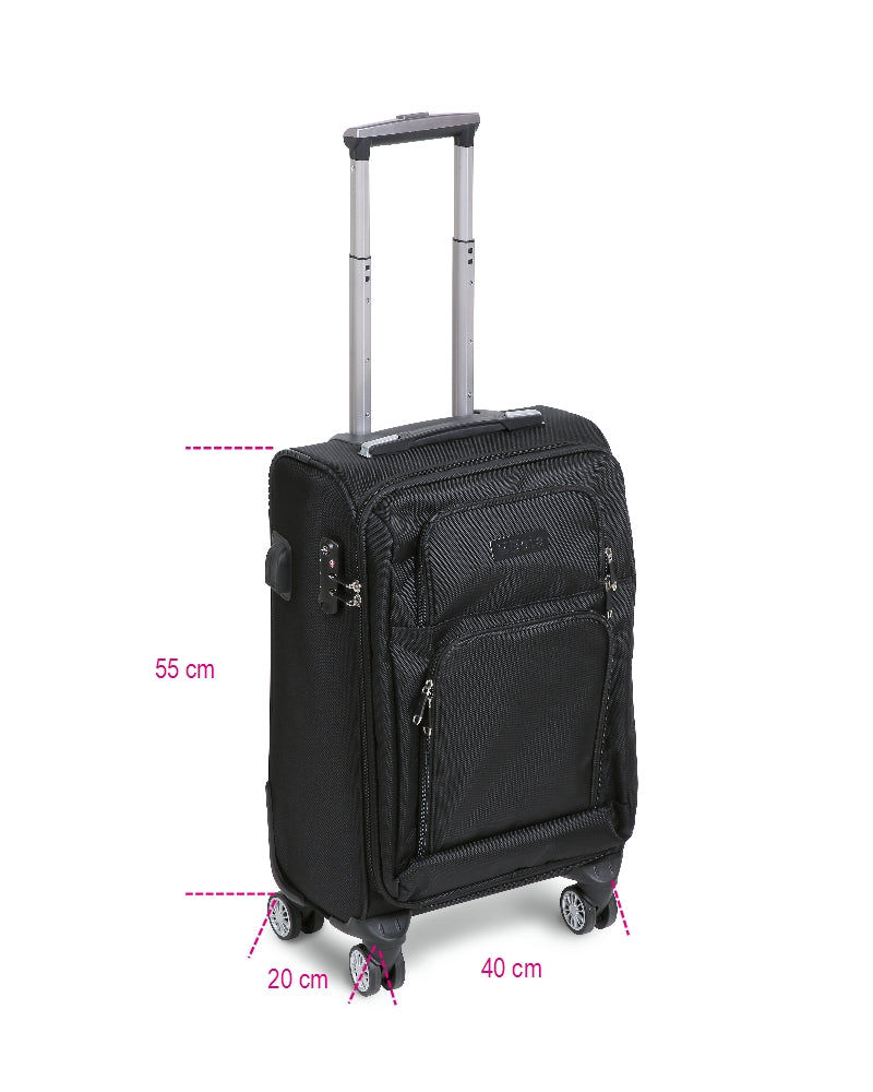 9544C - Cabin-Size Trolley with 4 Double Wheels, Tsa Lock, USB Port _ 3.5-mm Jack
