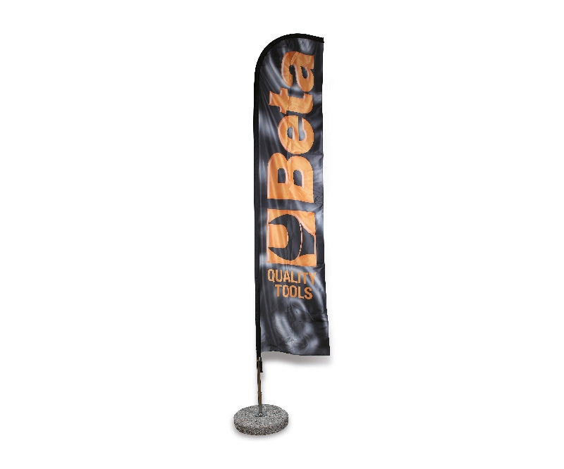 9561V - Sail Flag, 4X0.75 M, with Chrome-Plated Pole, Grit Concrete Base, 50 Cm