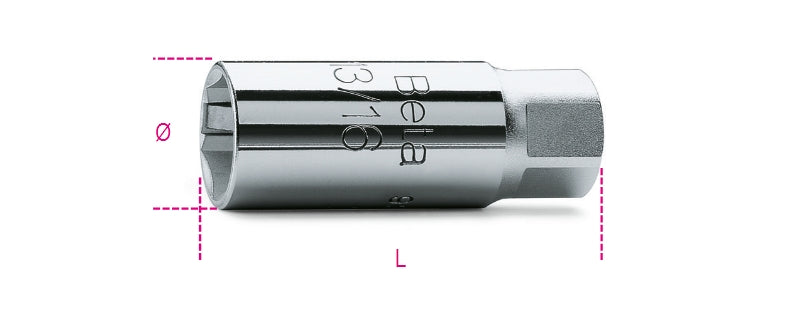 956E - 3/8" Square Drive Spark Plug Sockets, Chrome-Plated, Hexagon Ends