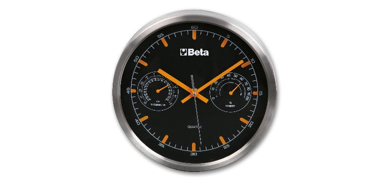 9594 - Clock complete with thermometer and hygrometer, 26 cm in diameter