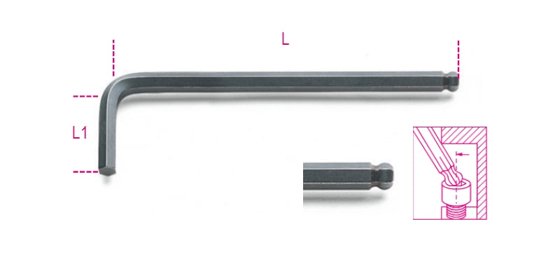 96BP - Ball Head Offset Hexagon Key Wrenches, Burnished