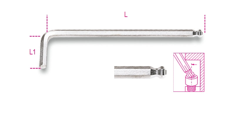 96BPC - Ball Head Offset Hexagon Key Wrenches, Chrome-Plated