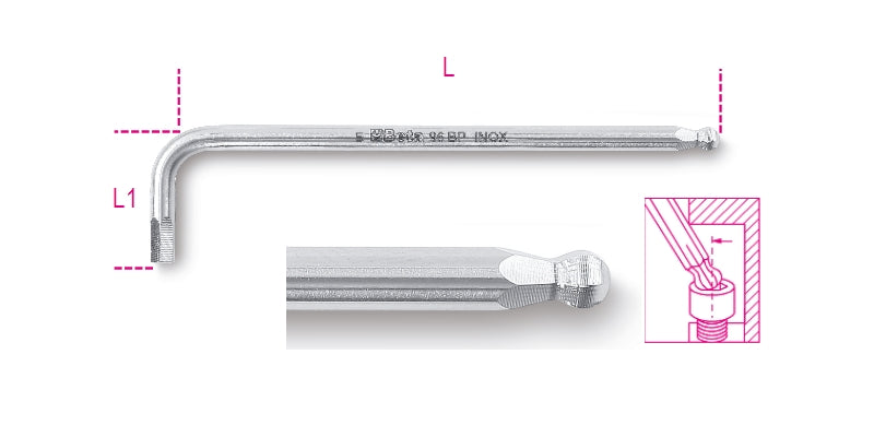 96BPINOX - Ball Head Offset Hexagon Key Wrenches, Made of Stainless Steel