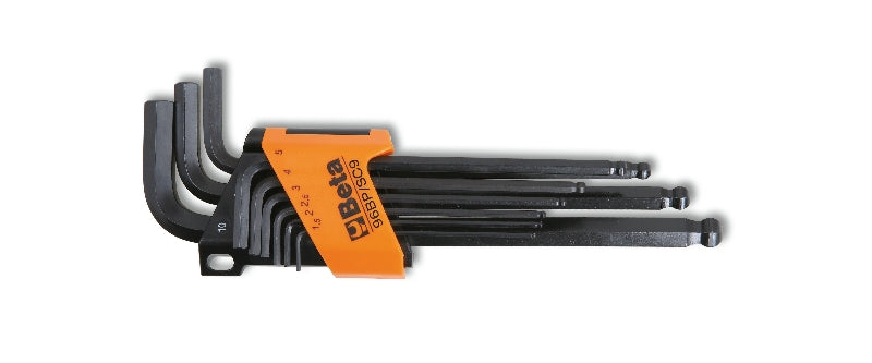 96BP/SC9 - Set of 9 Ball Head Offset Hexagon Key Wrenches, Burnished (Item 96BP), in Support