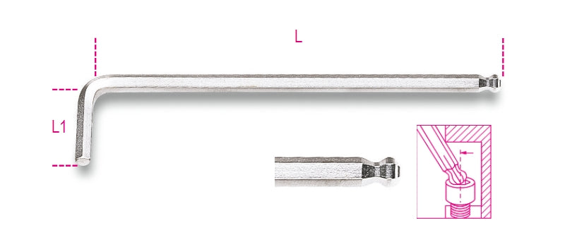 96LBP - Ball Head Offset Hexagon Key Wrenches, Extra-Long Model