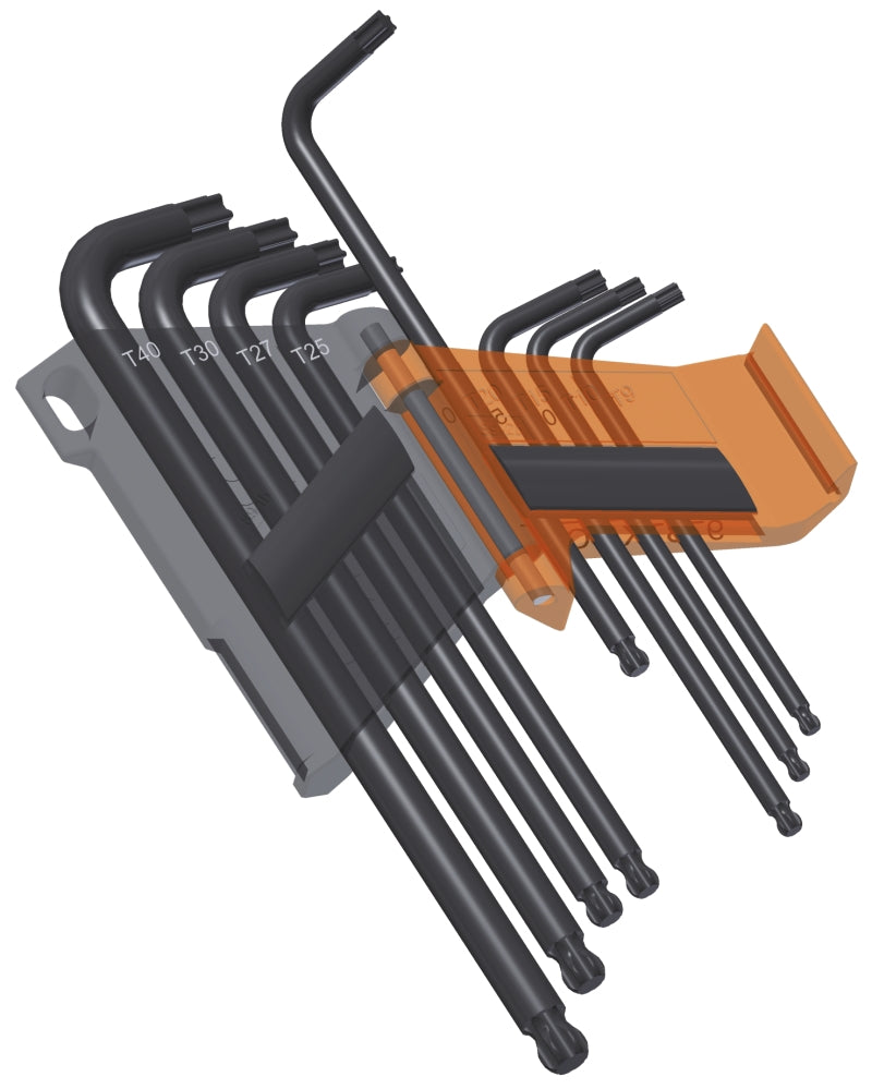 97BTXL/SC8 - Set of 8 Ball Head Offset Key Wrenches, Long Model, for Torx Head Screws (Item 97BTXL), in Support