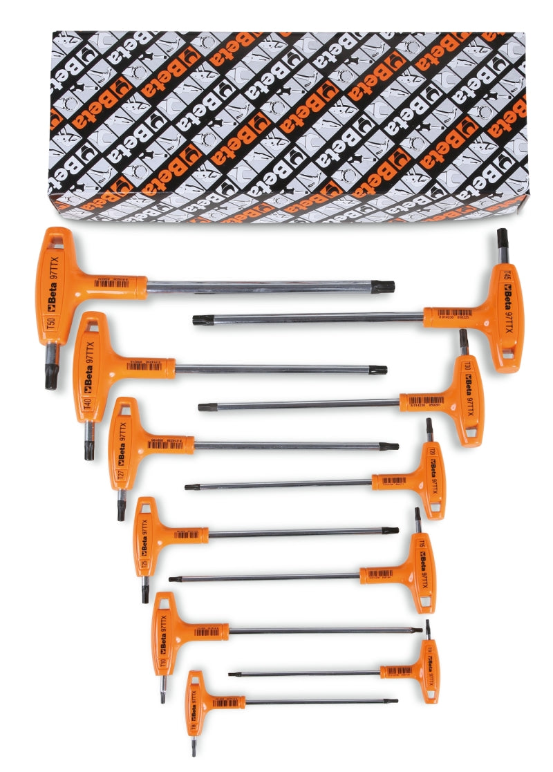 97TTX/SP11 - Set of 11 Offset Key Wrenches, with Handles, for Torx Head Screws (Item 97TTX), in Support