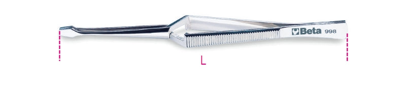 998 - Cross Knurled End Spring Tweezers Made from Stainless Steel, Bright Finish