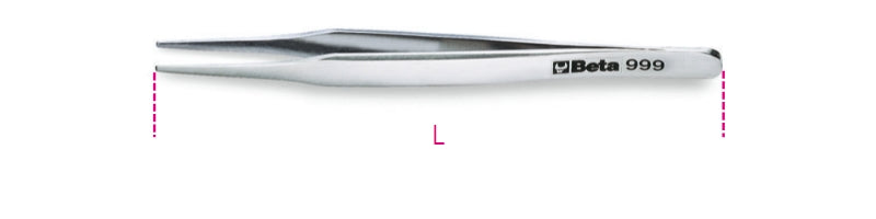 999 - Flat Round End Spring Tweezers, Acid and Magnetic Resistant Made from Stainless Steel, Semi-Bright Finish
