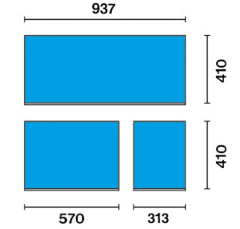 C38C - Mobile Roller Cab with Thirty Three Drawers, Comprising: 1 Mobile Roller Cab C38, 2 Side Cabs C38L, 1 Cab C38T with Top Chest