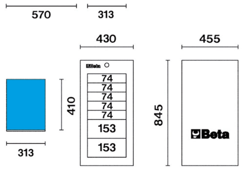C38L - Side Cab with 7 Drawers