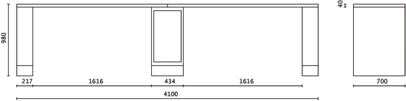C55B-D4 - Double 4-M-Long Workbench with Central Leg