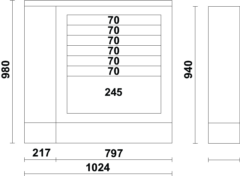 C55B/1 - Workbench, 1 M Long, for Workshop Equipment Combination, with Fixed Module C55M7