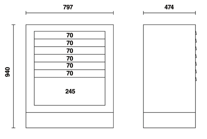 C55M7 - Fixed Module with Seven Drawers, for Workshop Equipment Combination