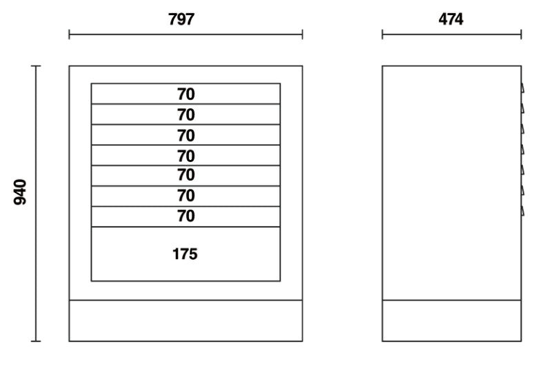 C55M8 - Fixed Module with 8 Drawers for Workshop Equipment Combination